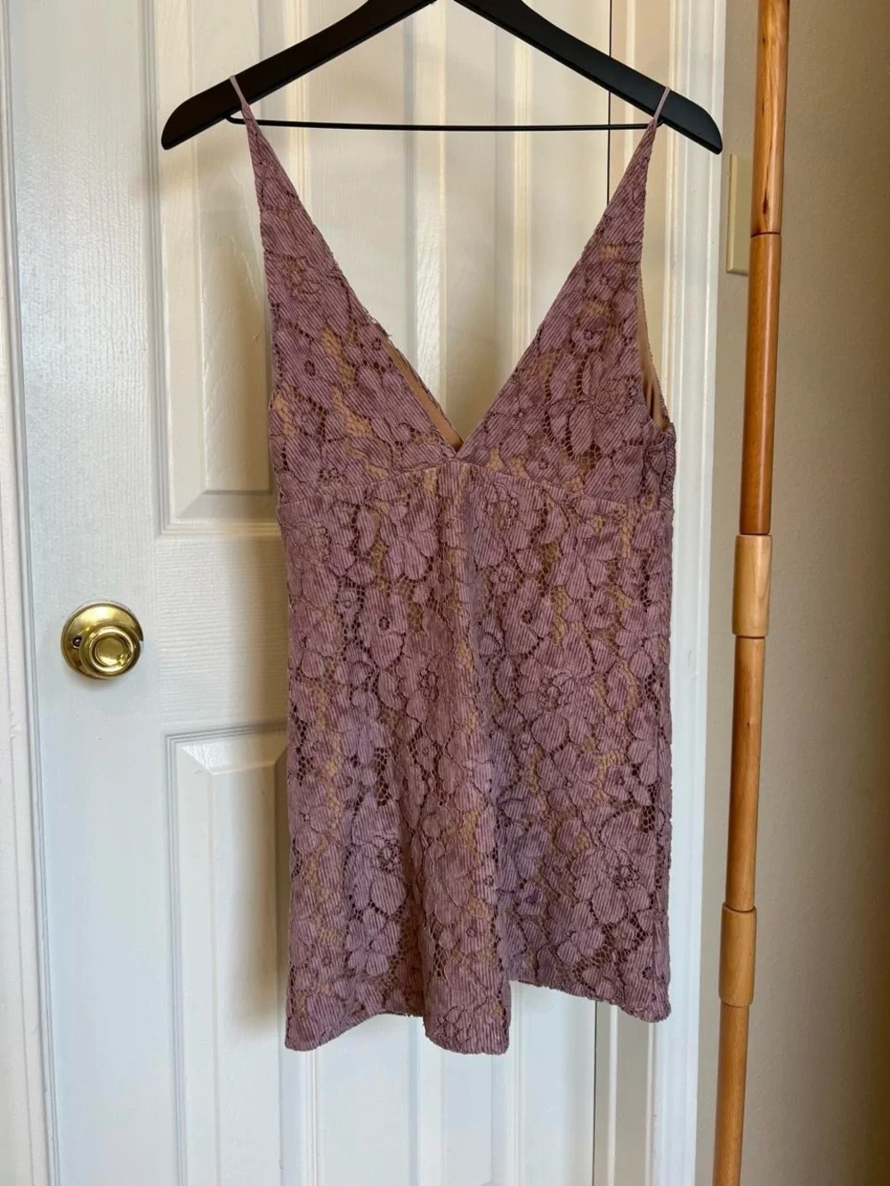 Free People Mauve Floral Lace Dress